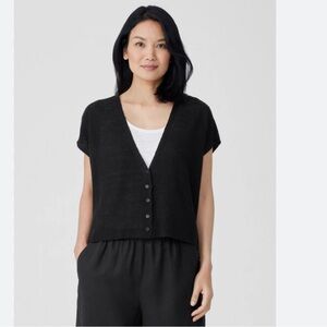 Eileen Fisher organic Linen Cotton Lightweight Boxy  Medium Layering Cardigan